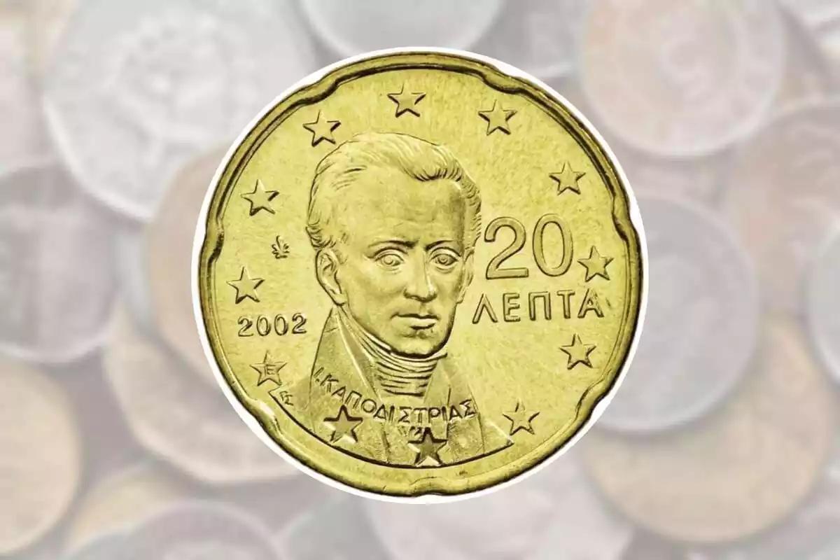 Moneda de 20 céntimos de Grecia de 2002