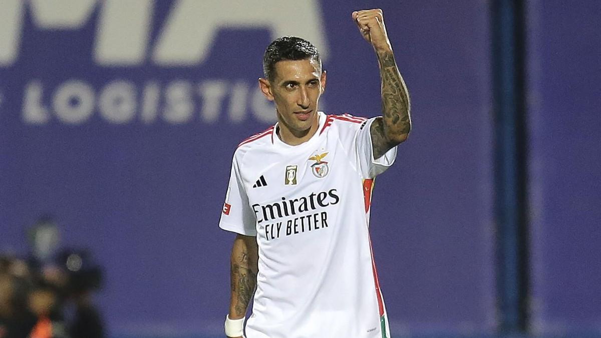 Ángel Di María, celebrando un gol con el Benfica