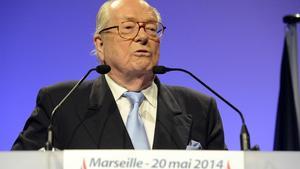 Jean-Marie Le Pen, durante una intervención en un mitin del FN en Marsella.