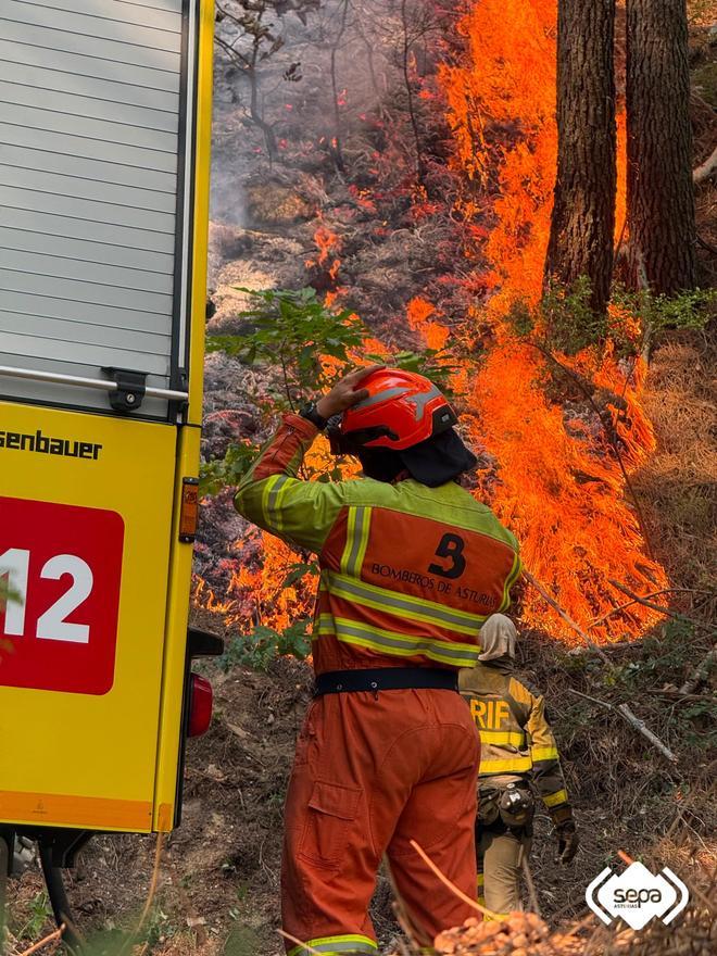 Siete bomberos asturianos combaten el terrible fuego de Ávila: "Hubo muchas casas afectadas, hicimos lo que pudimos"