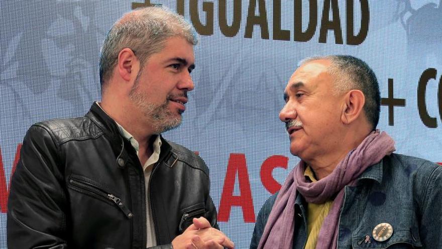 Los líderes de CCOO y UGT, Unai Sordo y Pepe Álvarez.