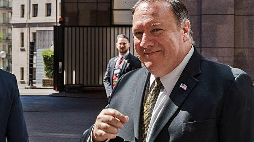 El secretari d&#039;Estat nord-americà, Mike Pompeo, ahir a Brussel·les