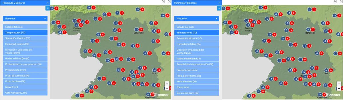 Previsión de temperaturas para los días 6 y 7 de enero en Zamora