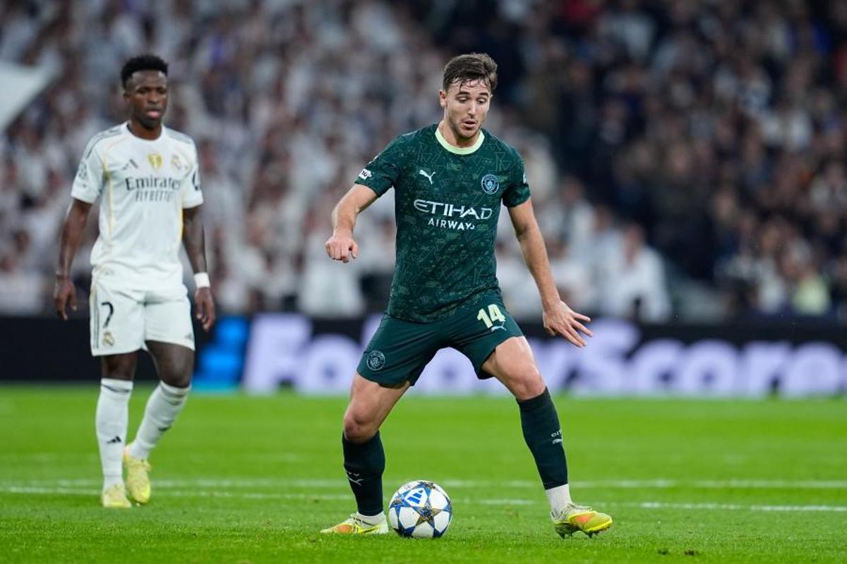 Nico González, durante un partido del Manchester City ante el Real Madrid