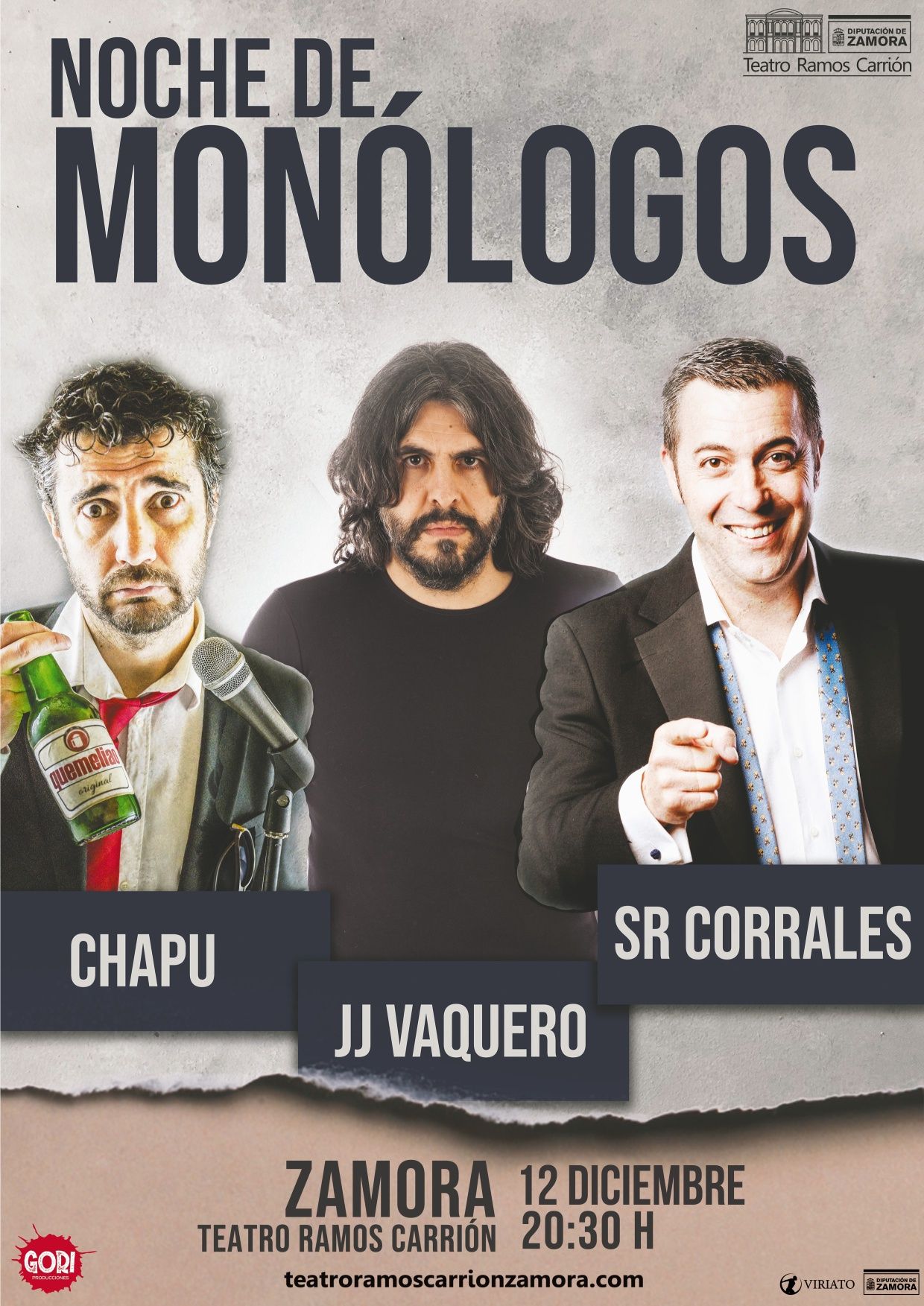 Cartel promocional de la noche de monólogos en el Teatro Ramos Carrión de Zamora.