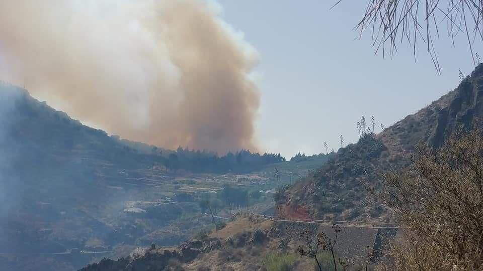 Incendio originado en Tejeda