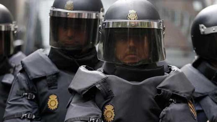 Agentes de la Policía Nacional, en una manifestación.