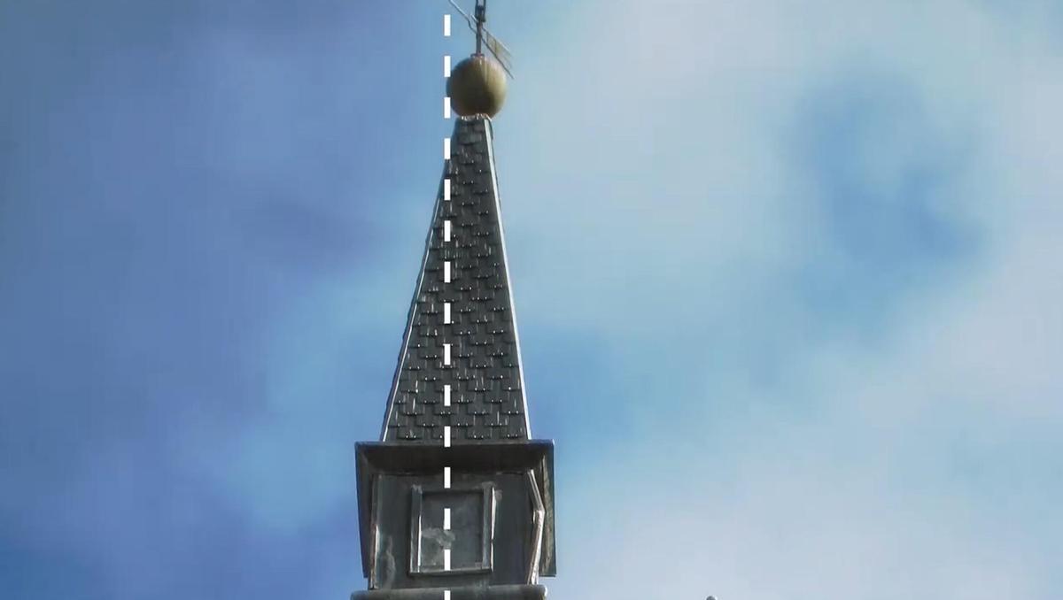 Inclinación del Chapitel de la Iglesia tras las reformas de 1943