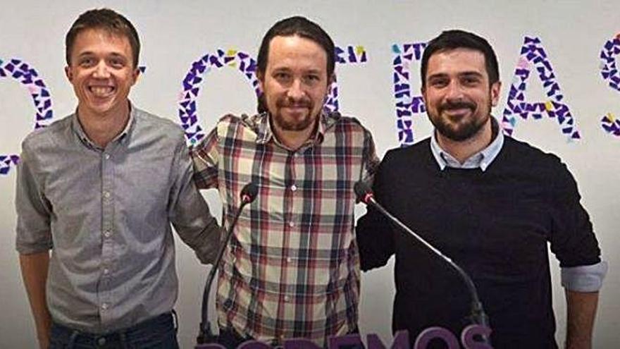 Errejón, Iglesias i Espinar, en una foto d&#039;arxiu feta en temps més feliços per a Podem.