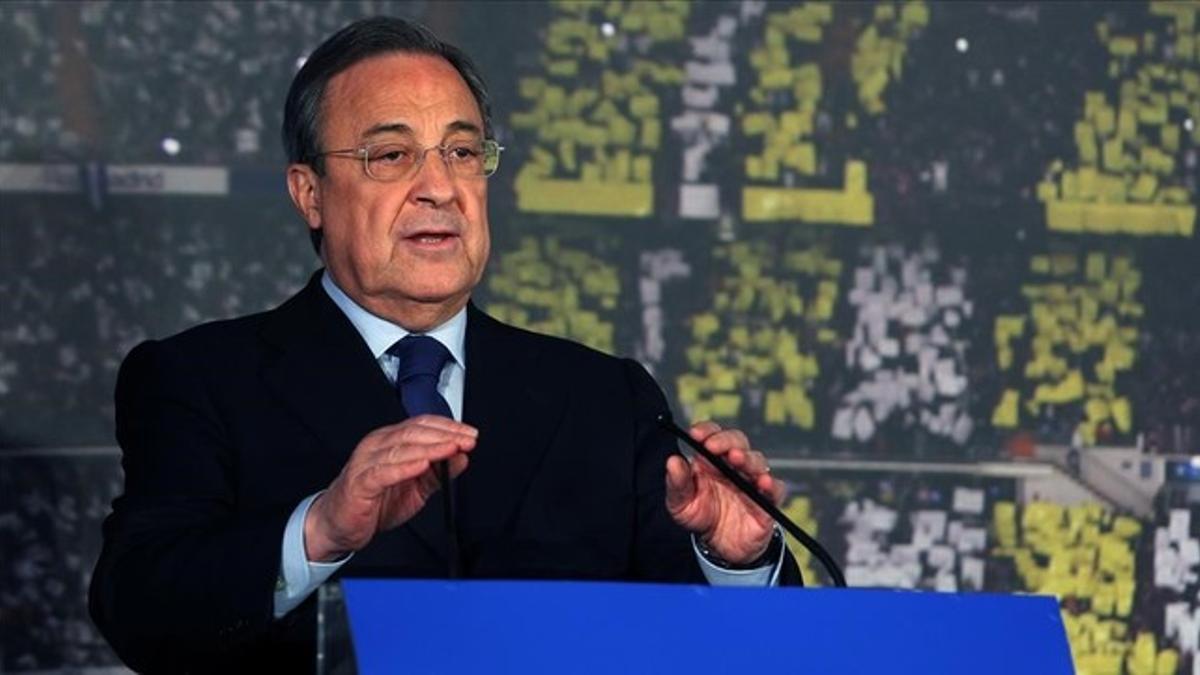 Florentino Pérez, durante una rueda de prensa