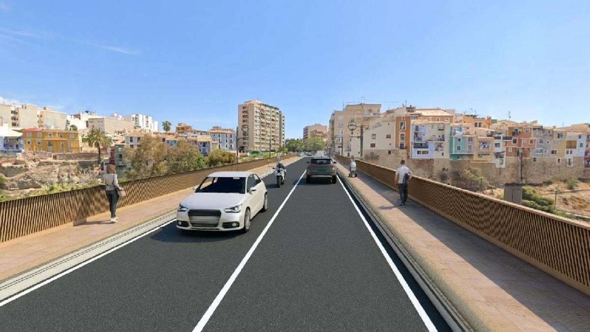 Recreación del puente sobre el río Amadorio de La Vila ya reformado.