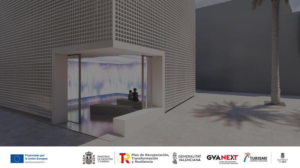 Detalle de la entrada. Se vislumbra la exposición inmersiva de las fiestas calpinas