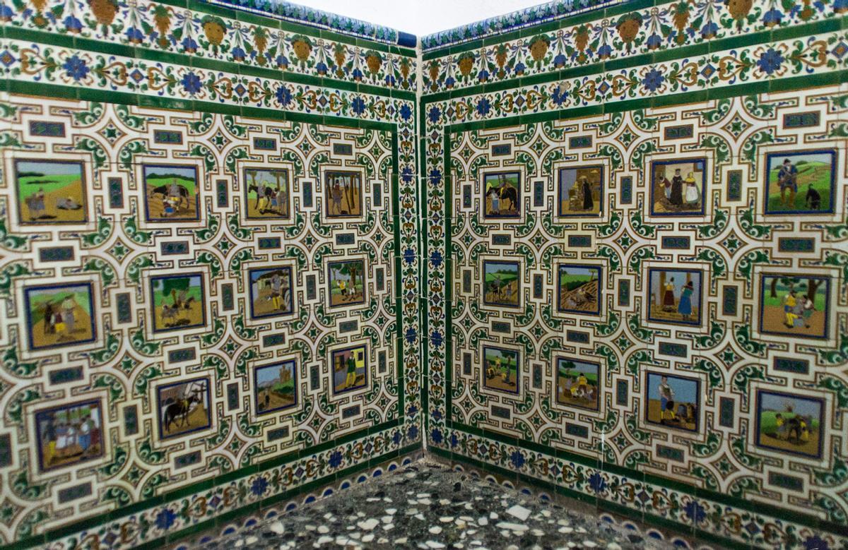 Azulejos del Quijote en la fonda de la estación de Alcázar de San Juan (Ciudad Real).