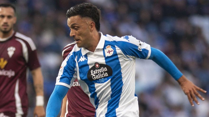 Cristian Herrera, durante el partido contra el Albacete en Riazor.