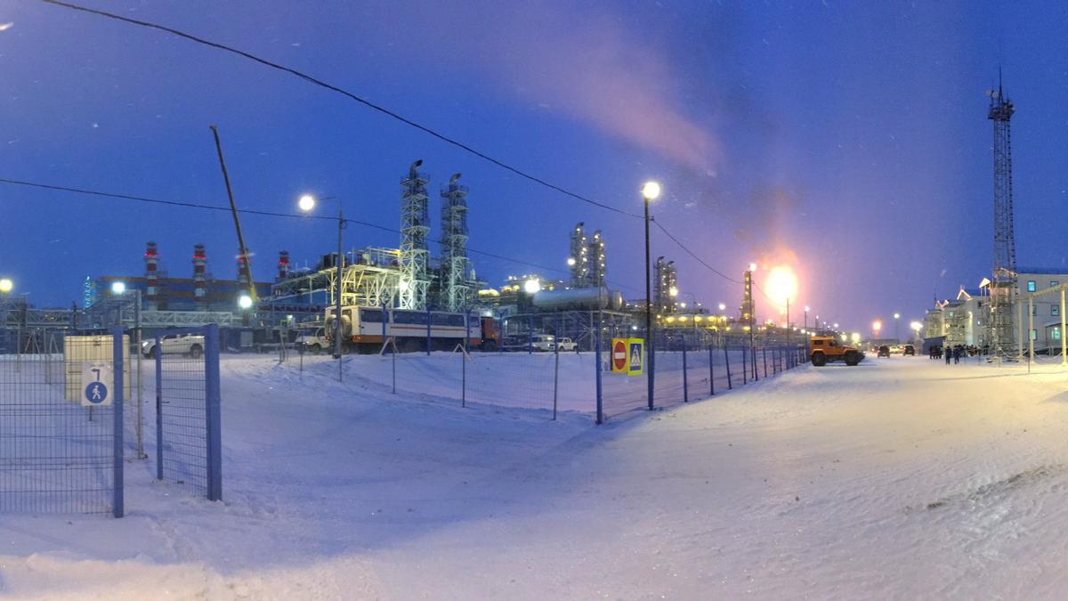 La planta de gas natural licuado de Yamal, en Sabetta, en la costa ártica.