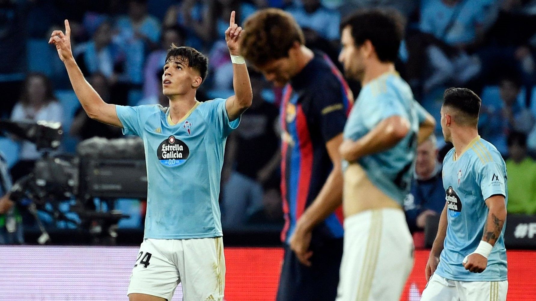 FBL-ESP-LIGA-CELTA-BARCELONA Gabri Veiga celebra el primero de los goles que marcó al Barça.