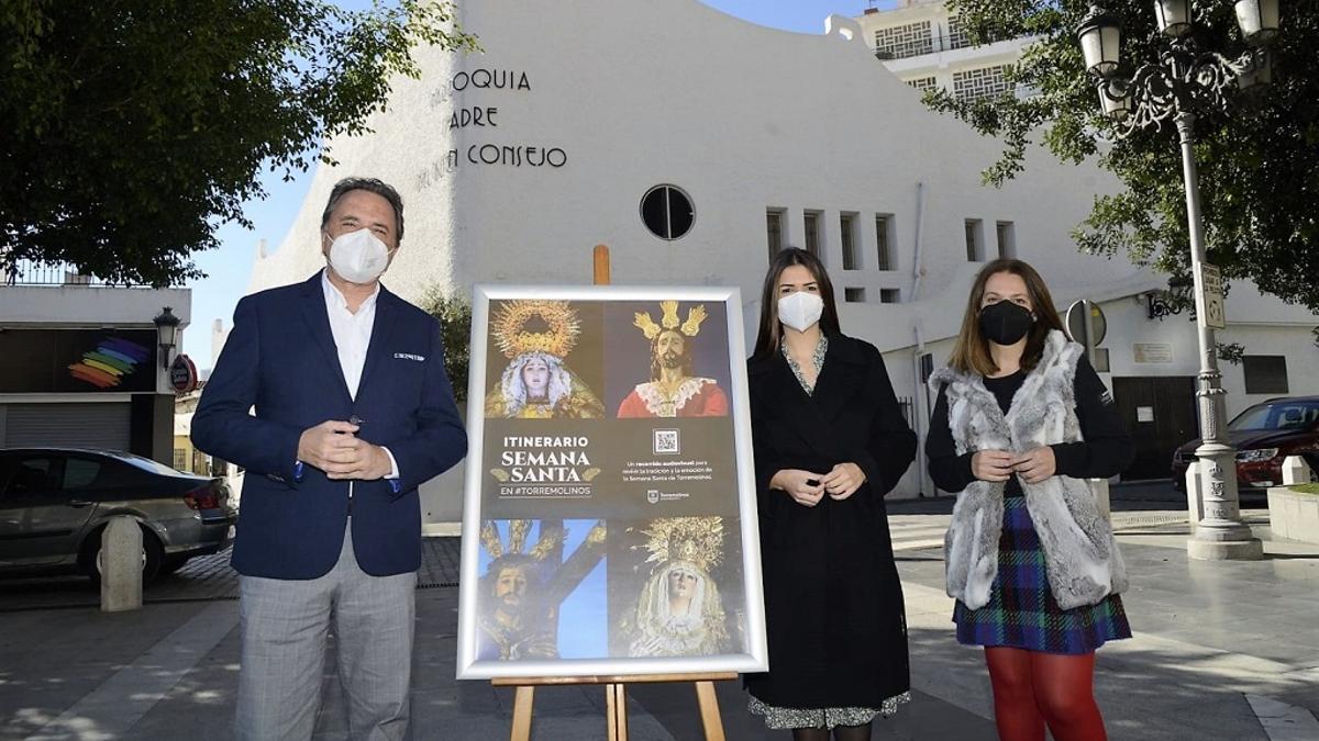 José Ortiz, Lucía Cuín y Maribel Tocón presentan e itinerario de la Semana Santa 2021.