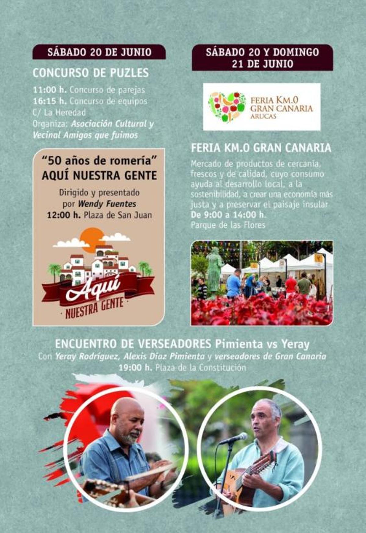Programa de fiestas del sábado y domingo en Arucas.