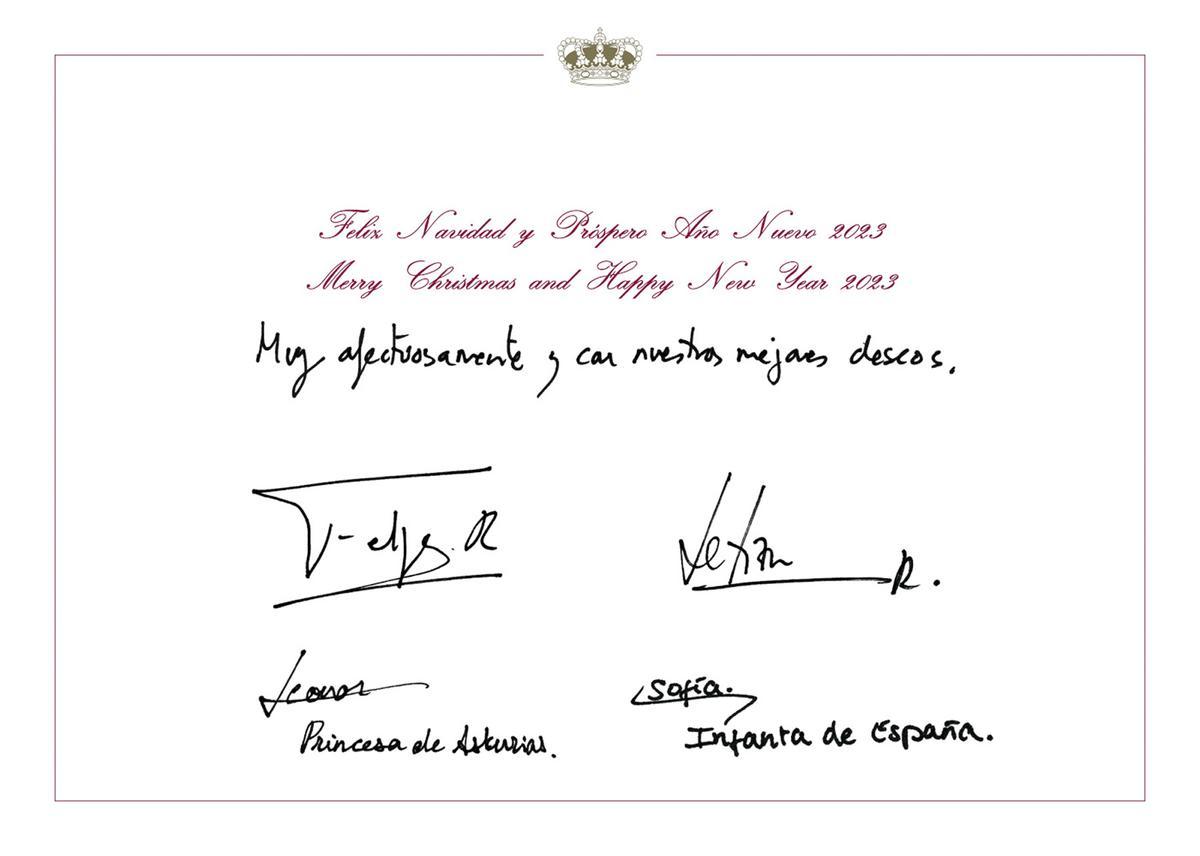 Felicitación Navideña de la Familia Real firmada por Don Felipe, Doña Letizia, la Princesa Leonor y la Infanta Sofía