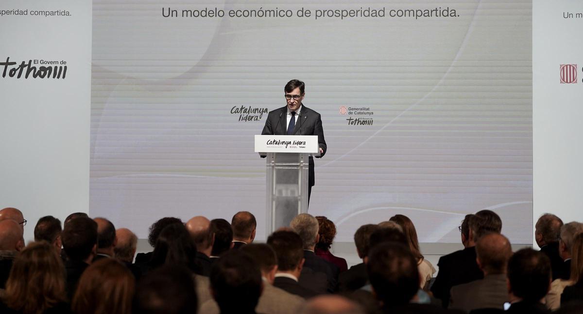 Salvador Illa interviene en la conferencia Catalunya lidera en Madrid