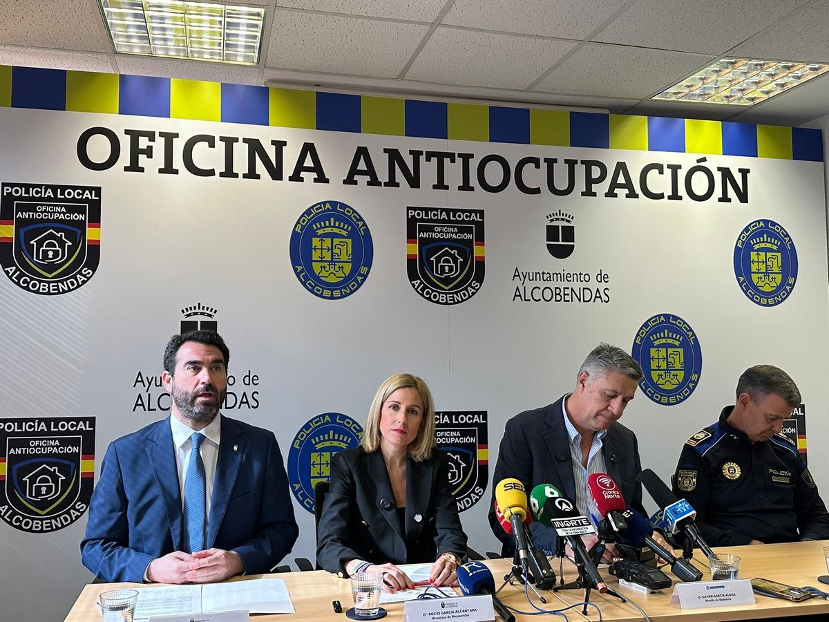 La alcaldesa de Alcobendas, Rocío García Alcántara, en la presentación de la nueva Oficina Antiocupación.