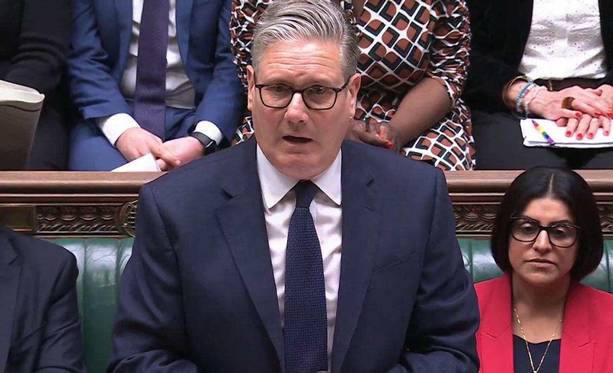 El primer ministro británico, Keir Starmer, durante su intervención en el Parlamento este miércoles.