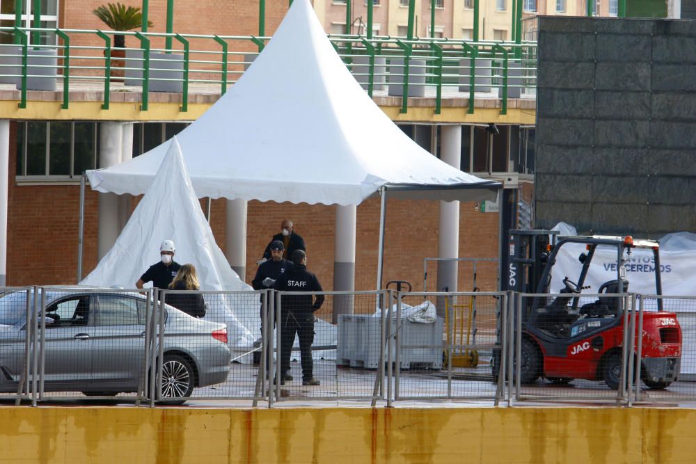 Las obras de acondicionamiento de la ciudad deportiva de Carranque como hospital de campaña continúan con la previsión de que finalicen en esta semana.