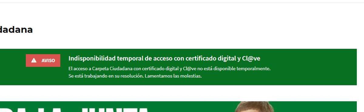 servicios no disponibles de la carpeta ciudadana