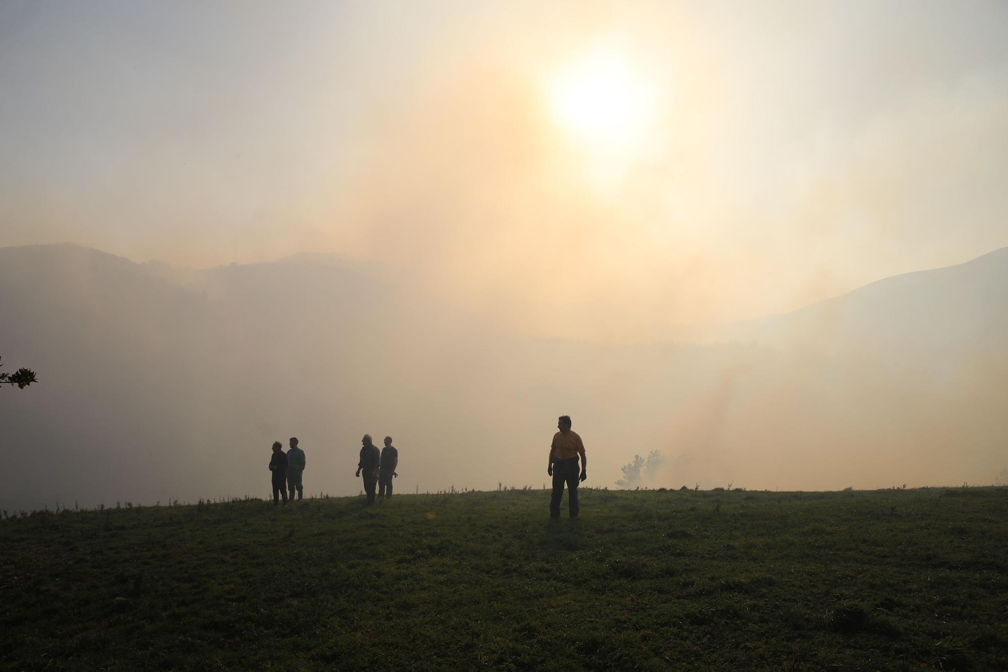 Las imágenes del preocupante incendio en Tineo