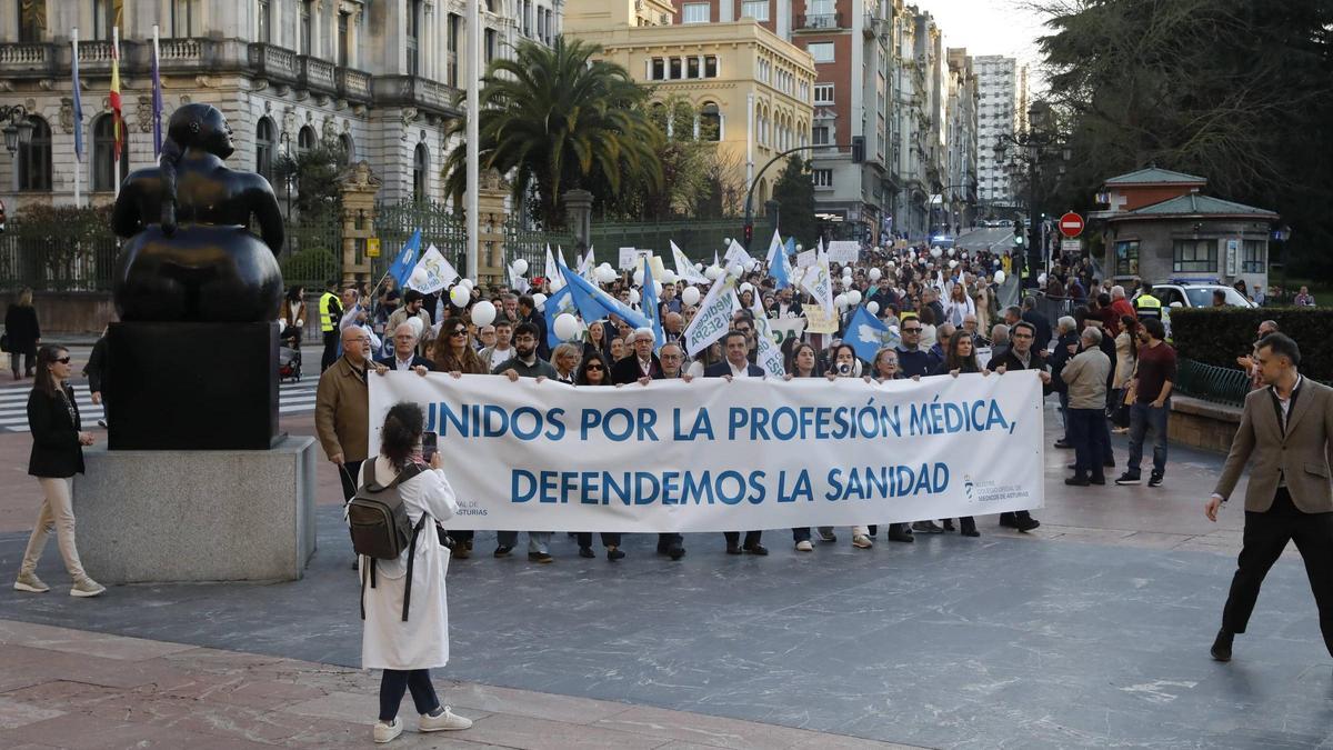 Manifestación de médicos en Oviedo, el pasado 19 de marzo.
