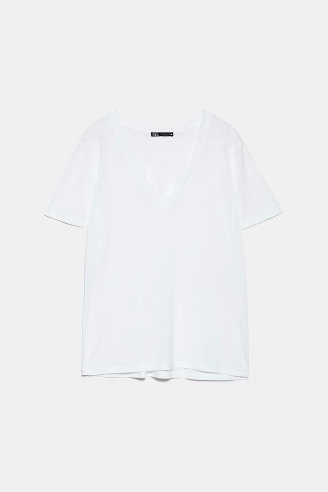 Camiseta blanca básica Lyocell de Zara