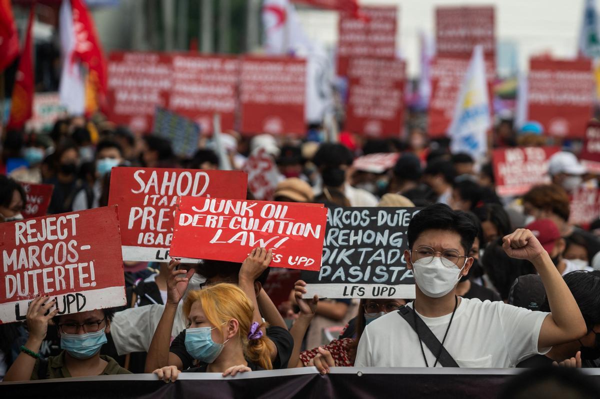 Protestas en Filipinas antes del primer discurso del estado de la nación de Marcos