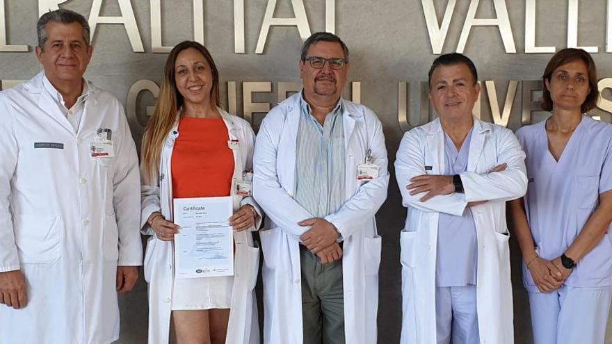 El equipo de la UCI Quirúrgica del Hospital General de Elche, junto al gerente (izquierda)