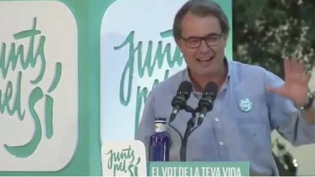 Artur Mas en un míting usa lindi per fer una crida al vot