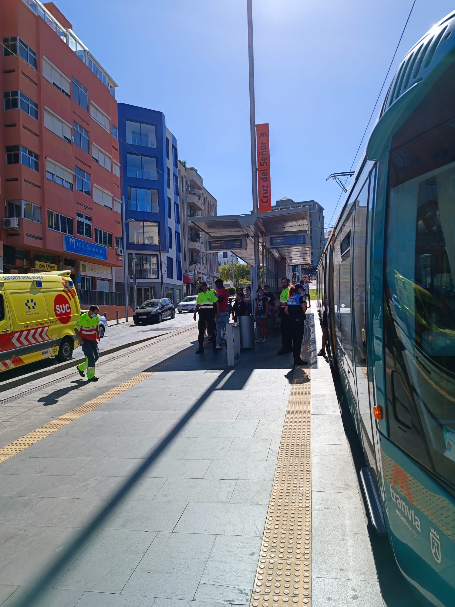Tranvía en el que ha ocurrido la incidencia con una pasajera en la Avenida Islas Canarias