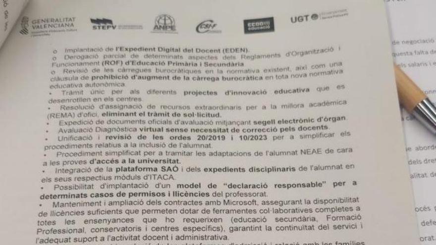 La última oferta de la Conselleria de Educación para zanjar la huelga de los profesores