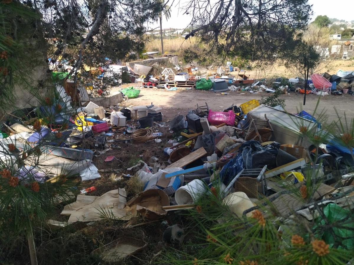 Basura esparcida dentro de la finca