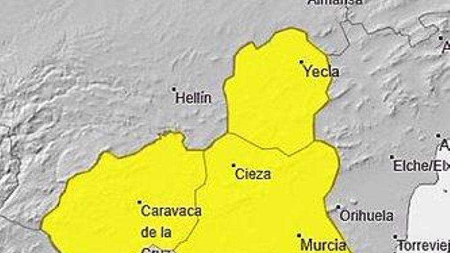 Aviso amarillo por fuertes tormentas en la Región esta tarde