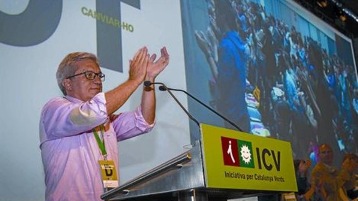 Joan Saura, ayer, durante su discurso de final de mandato en ICV, ayer, en Viladecans.