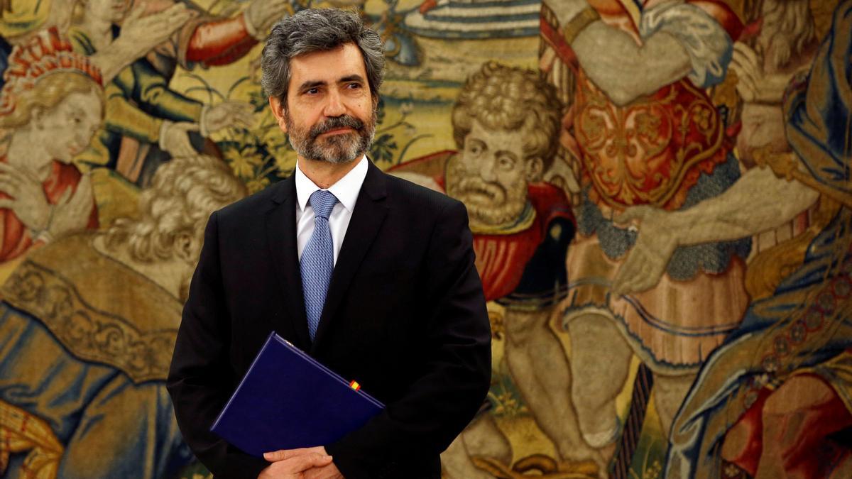 FILE PHOTO: Chief Justice of the Supreme Court and President of the General Council of the Judiciary, Carlos Lesmes Serrano, waits to meet with Spanish King Juan Carlos at Zarzuela Palace, outside Madrid