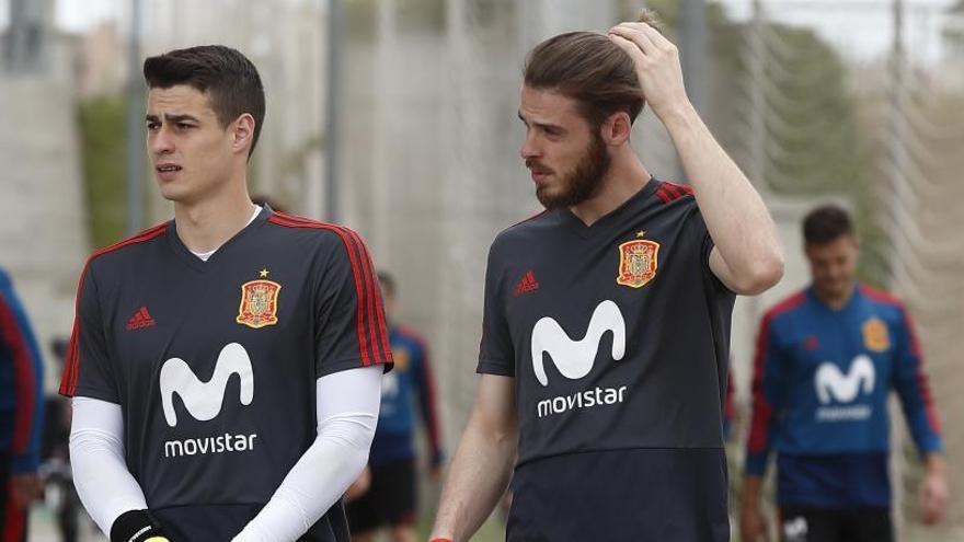 Kepa i De Gea en un entrenament de la selecció