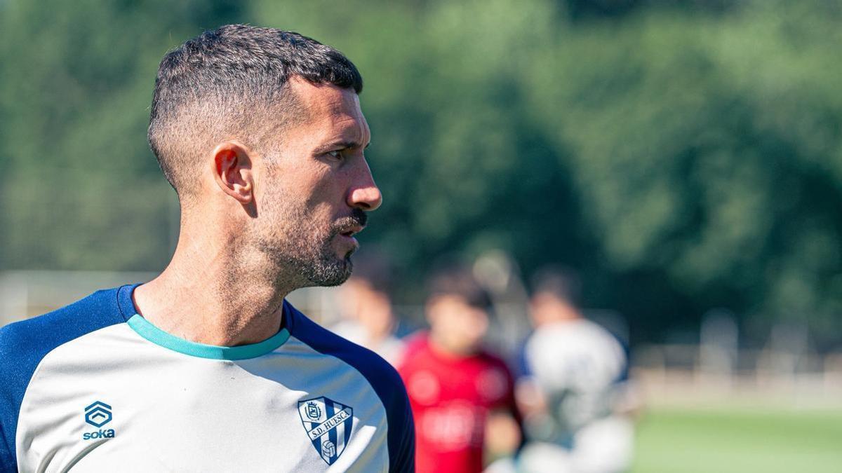 Óscar Sielva, en el entrenamiento de este lunes en Benasque.