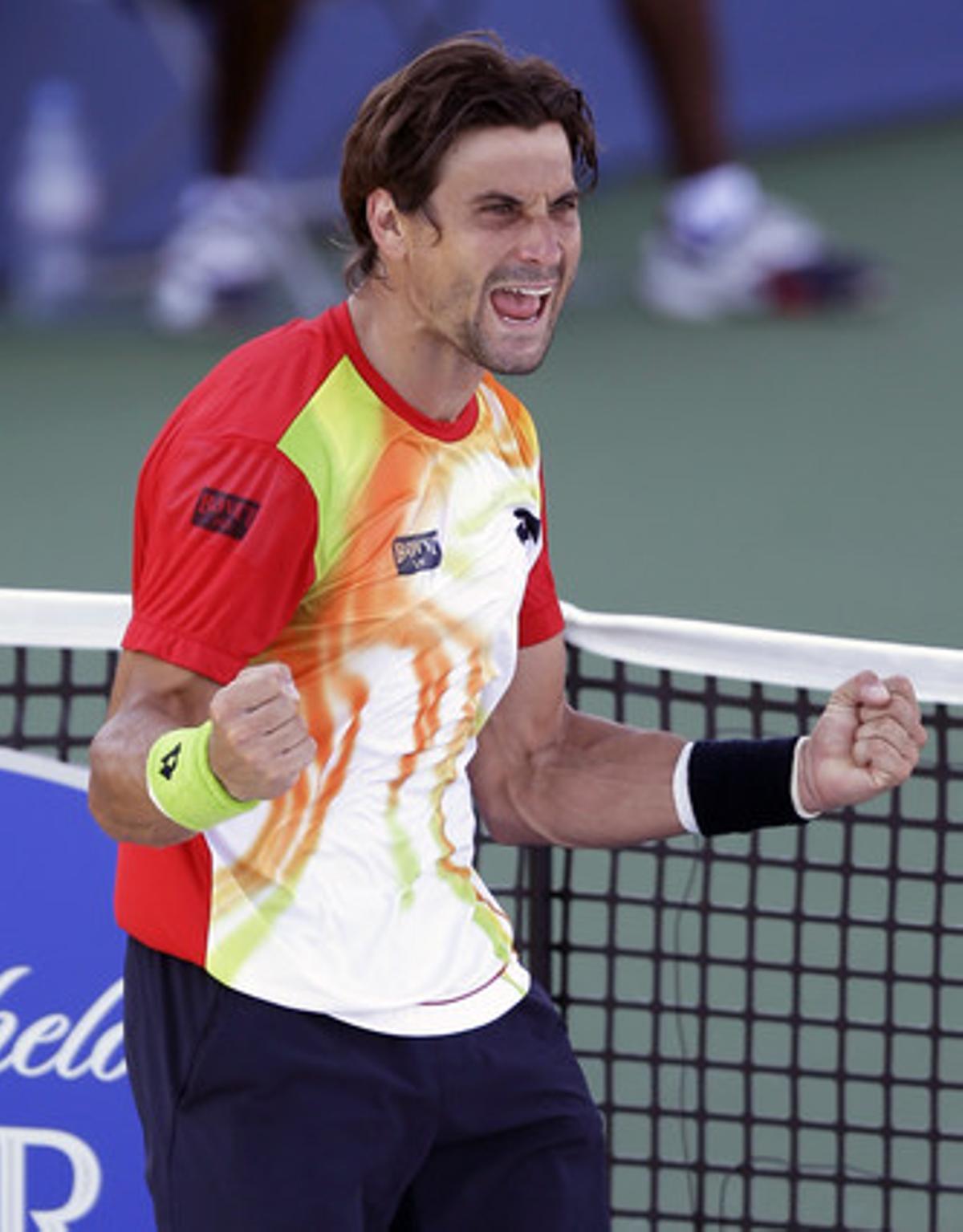 David Ferrer després de guanyar Robredo. David Ferrer després de guanyar Robredo.