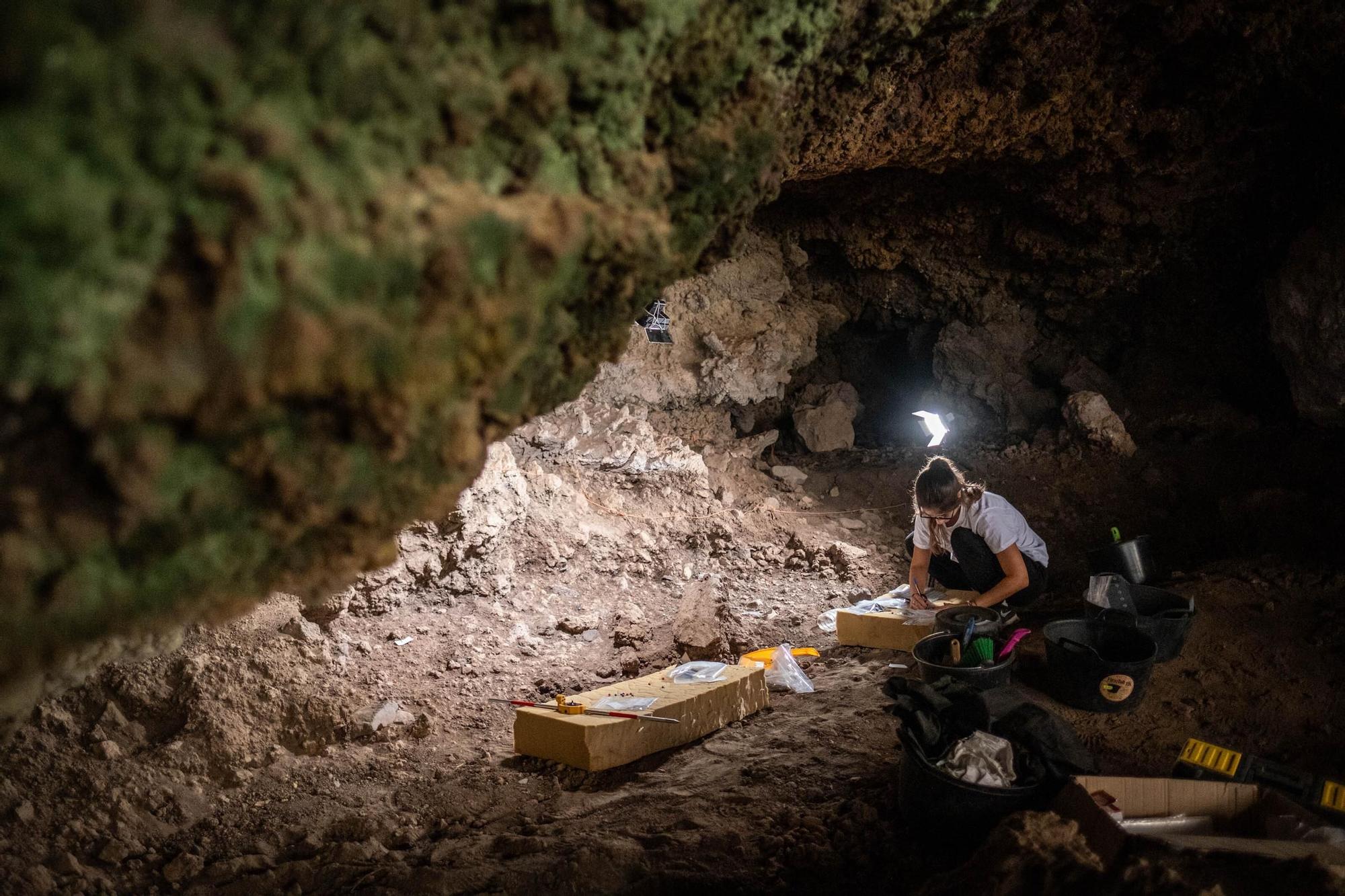 Excavación arqueológica en la Cueva de los Cabezazos, en Tegueste