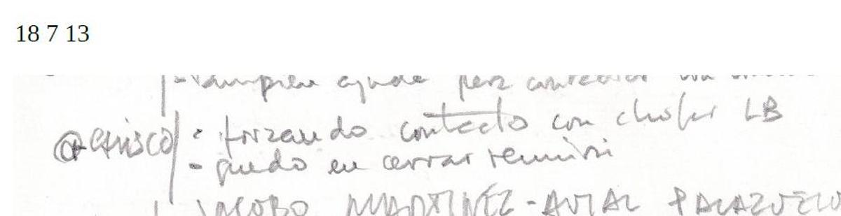 Anotación de 18 de julio de 2013 de Villarejo sobre la operación Kitchen contra Bárcenas