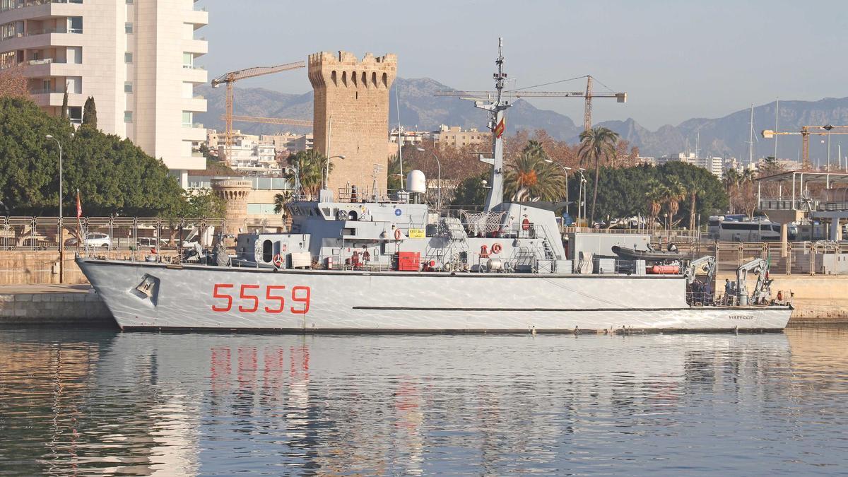 El cazaminas italiano &#039;Viareggio&#039;, de la agrupación de la OTAN, en Palma