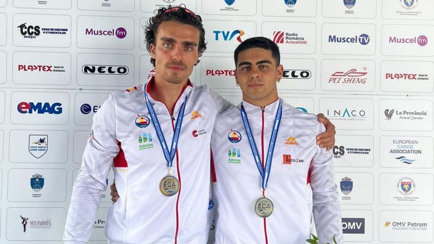 Martín Jácome y Pedro Torrado, con el oro.