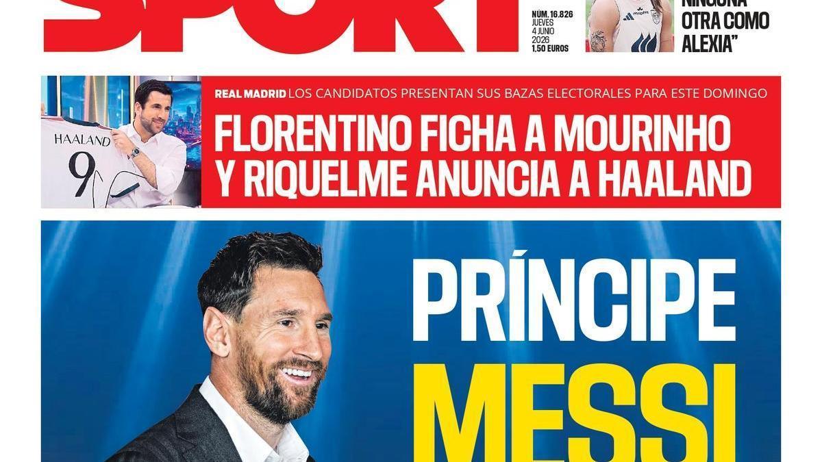 Esta es la portada de SPORT de hoy jueves, 4 de junio de 2026