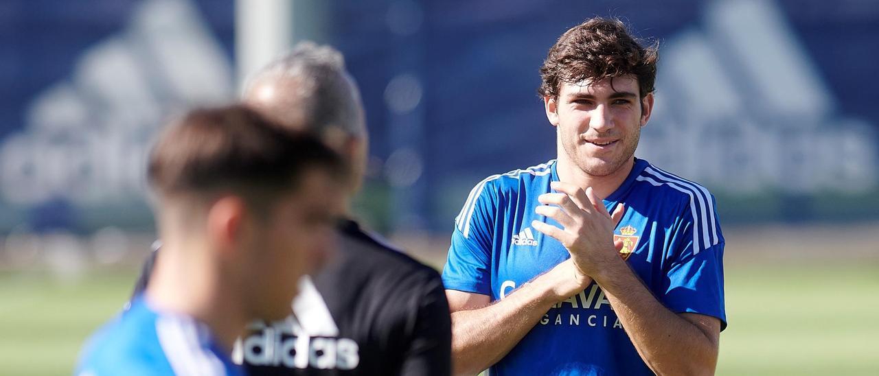 Azón, en un entrenamiento con el Real Zaragoza.