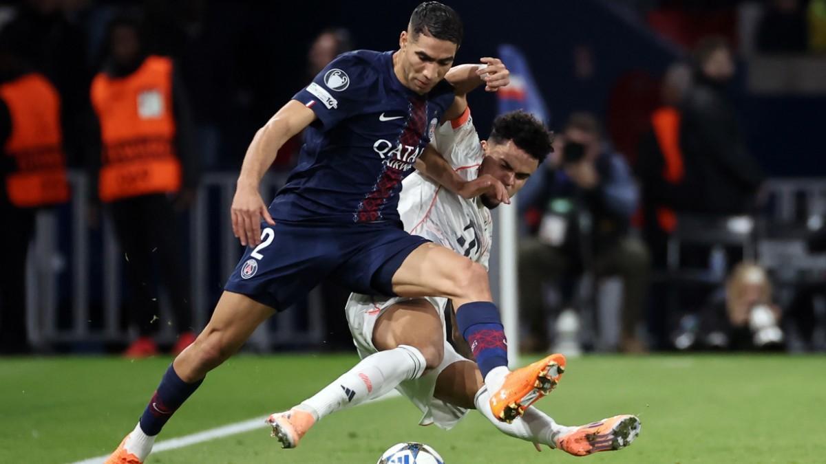 La terrible entrada de Luis Díaz sobre Achraf Hakimi, que abandonó el terreno de juego lesionado entre lágrimas